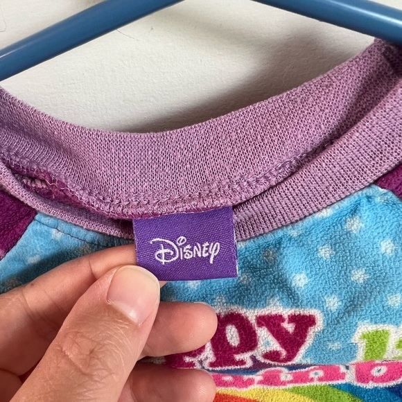 Y2K Disney Winnie The Pooh & Piglet Fleece Shirt Pyjama Play Rainbow - Picture 3 of 5